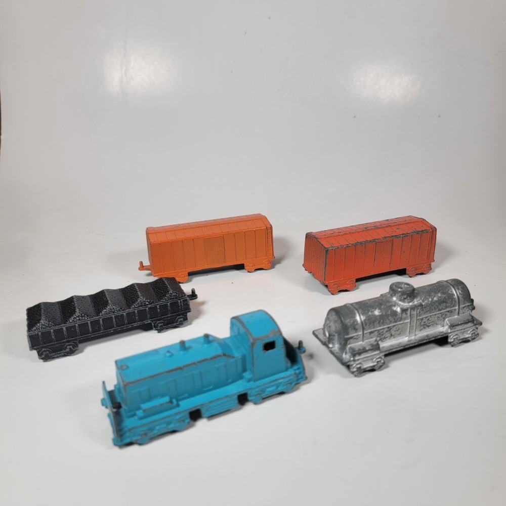 VTG 1960's - Midgetoy Diecast Metal 5 Piece Train Set - Rockford Illinois, USA